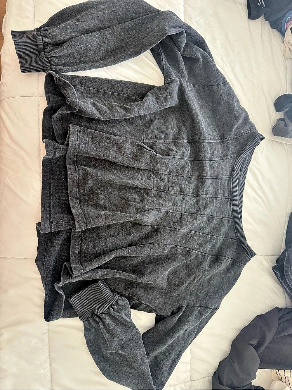 PILCRO 100% Cotton Peplum Top Black